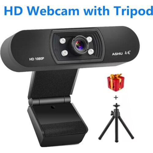 1080P HD Webcam HDTV Video Calling Teleconference with Built-in Microphone Camera for Laptop Desktop Web cam with tripod