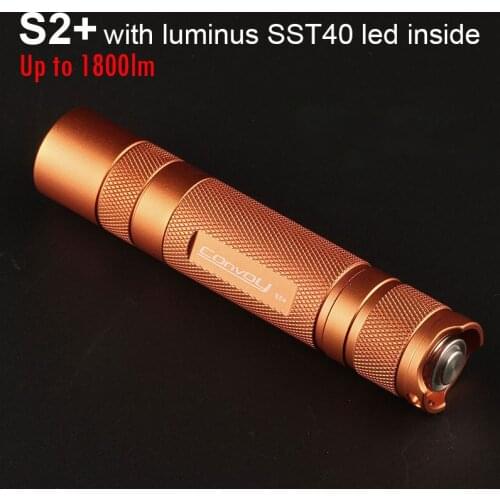 High Powerful Flashlight Orange Convoy S2 Plus with SST40 Led Linterna 18650 Flash Torch Camping Fishing Bicycle Portable Light