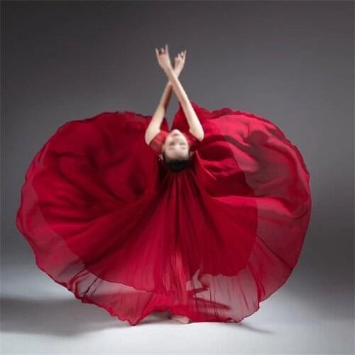 Flamenco Dance Costumes for Women Summer New Solid Color Chiffon Thin Loose Long Skirts Soft Classical Dance Practice Clothes