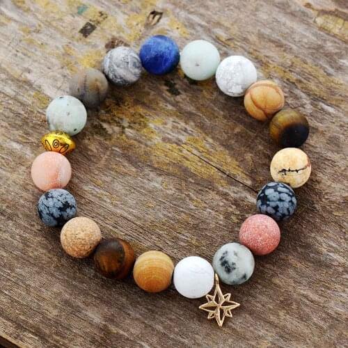 Beaded Stone Bracelet 10mm Matte Semi Precious Stone Women Stretchy Bracelets Yoga Mala Elastic Charm Bracelets Jewelry