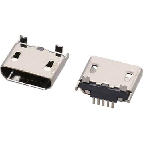 10-100pcs Micro 5 Pin Connector USB Female Socket USB 5P 180 degree Vertical Patch Power Charging Port Jack Data Interface
