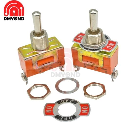 10PCS 12mm Toggle Switch S Double Throw SPDT ON-OFF 250V/15A 1/4 Inch Mounting 3 Positions 3 Pins 3P 29*14.5MM