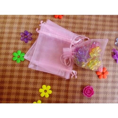 100pcs 13*18cm Pink Organza Gift Bag Jewelry Packaging Display Bags Drawstring Pouch For Bracelets/necklace/wed Mini Yarn Bag