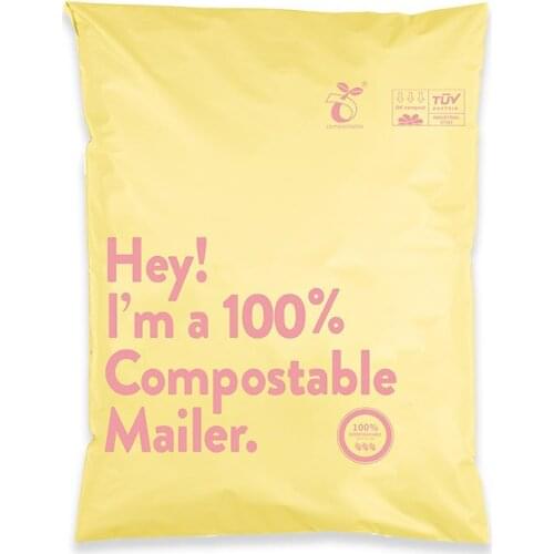 50Pcs Yellow Degradable Mailer Postal Bag 100% D2W Biodegradable Storage Bags Eco-Friendly Thicken Clothing Pouch Shipping Bags