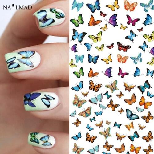 6pcs/set Butterfly Water Decals Nail Art Stickers Cartoon Cute Insect Water Decal Slider Tattoo Decals