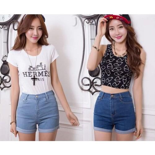 Free Shipping Women Summer Denim Shorts Fashion High Waist Women Skinny Jean Shorts D000