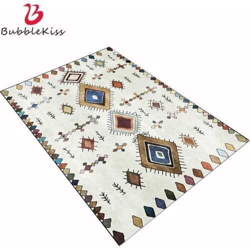 Bubble Kiss Bedroom Decor Colorful Rectangle Cartoon Carpet Geometric Bohemia Ethnic Style Area Rug for Living Room Floor Mat