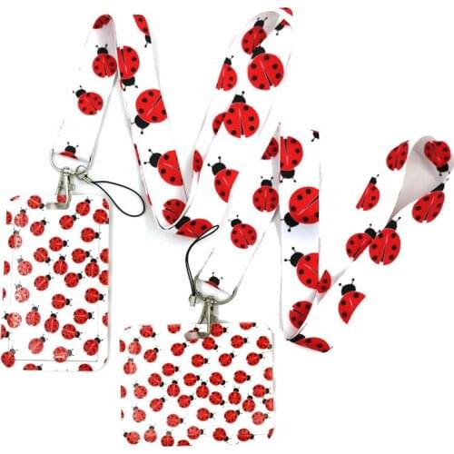 Ladybird Insect Key lanyard Car KeyChain ID Card Pass Gym Mobile Phone Badge Kid Key Ring Holder Jewelry Decorations