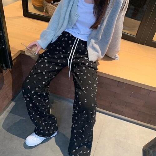 Pants for Women Summer Cartoon Elastic Waist Womens Sports Pants Loose Pockets High Waisted Women Clothing Trousers for Female