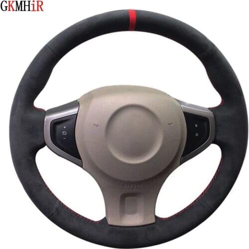 DIY Soft Black Suede Car Steering Wheel Cover For Renault Koleos 2008 2009 2010 2011 2012 2013 2014-2016 Samsung QM5 2007-2014