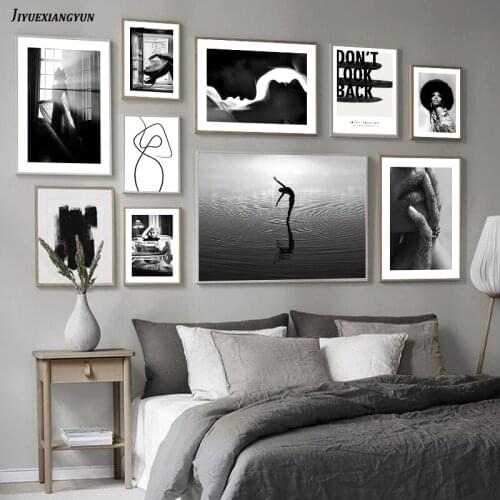 Black and White Abstract Wall Art Photography Poster Abstract Figure Print Home Decor Plant for Dormitory Picture