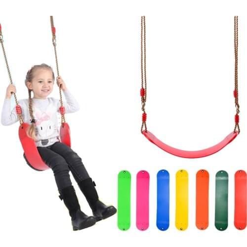 Kids Rainbow Curved Board Swing Chair Fitness Toy Garden Swing Soft Hanging Seat With Height Adjustable Ropes Indoor Outdoor Toy