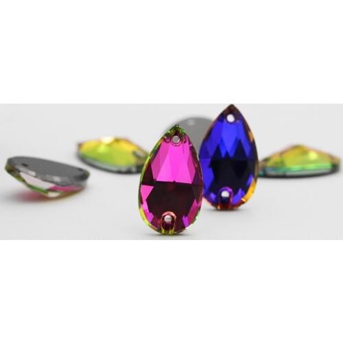 Heliotrope Glitter Sew in Rhinestones Stone Flatback Drop Strass Sew for Craft Sweater Clothing Decoration Wedding Dress Beads