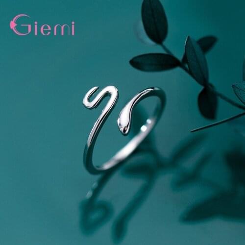 Classic 925 Sterling Silver Cute Snake Animals Open Ring for Women Girl Fine Jewelry Accessories Minimlist Wedding Party Gift
