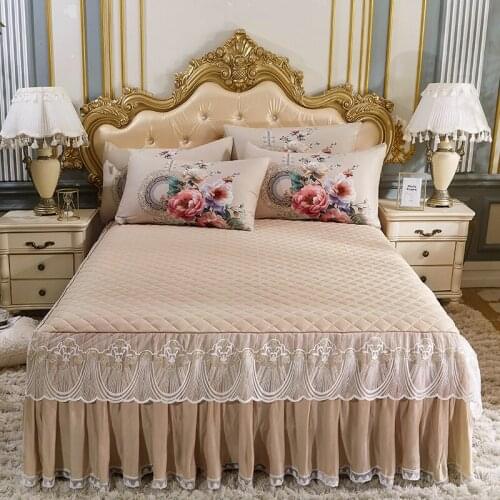 2020 100% cotton Quilting queen king size Bed Skirt Bedspread Bed Sheet Bed Cover Pillowcase Bedding Set