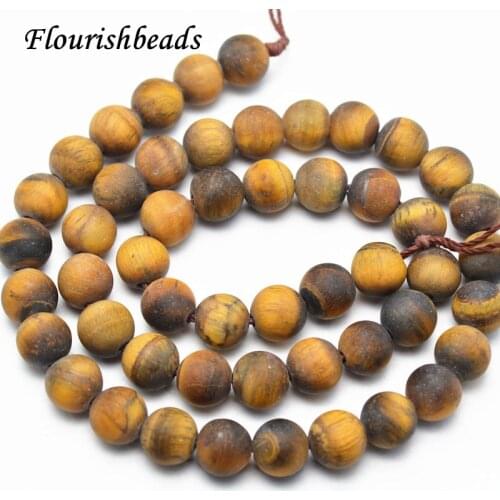 4mm~12mm Matte Dull Polished Natural Yellow Tiger Eye Stone Round Loose Beads DIY Jewelry Making Beads