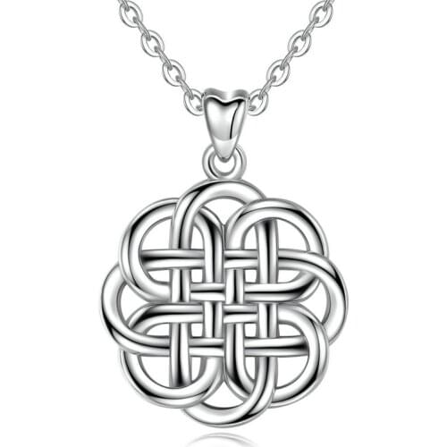 Angel caller 925 Sterling silver Celtic knot Pendant Flower of life Necklace with box Fine Jewelry gift for Valentines Day D139