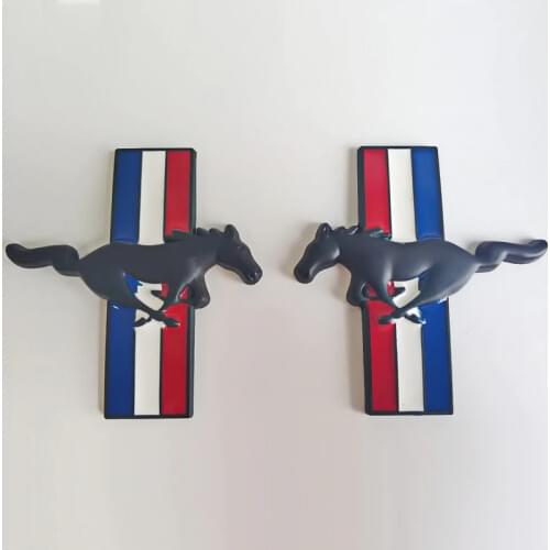 ANTINIYA 2PCS Door Fender 3D metal Emblem Auto Sticker Running Horse logo For Ford Mustang sticker Badge Logo Decal Car Styling