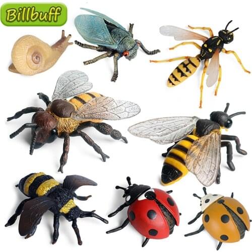 Simulation Animal Insect PVC ladybug Bee spider Model Action Figure Collection Miniature Cognition Educational Toys for Children