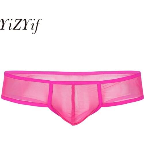Mens Lingerie Mini Briefs gay mens underwear briefs Soft Sheer Mesh Bulge Pouch Low Rise G-string Thong Underwear sissy panties