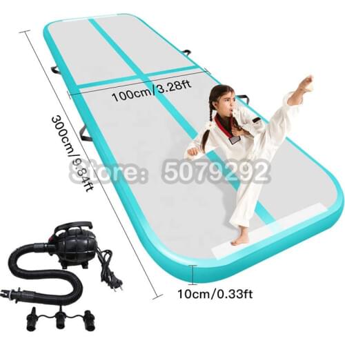 Air Track Tumbling Mat for Gymnastics Inflatable Airtrack Floor Mats with Electric Air Pump for Home Use Cheerleading Training