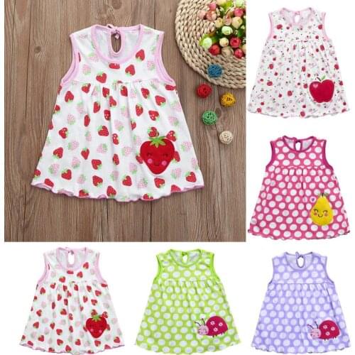 2020 New Fashion Girl Dress Toddler Cute Baby Cotton Flower Children Dot Tees Dress T-shirt Vest Summer Beautiful Clothes