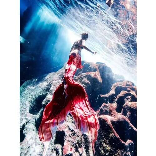 2021 new mermaid super long fishtail swimsuit bra cosplay summer swimming aquarium mermaid show training suit can be customized