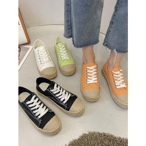Spring And Summer New Retro Niche Canvas Shoes Fashion All-Match Flat-Bottom Lace Casual Womens Shoes