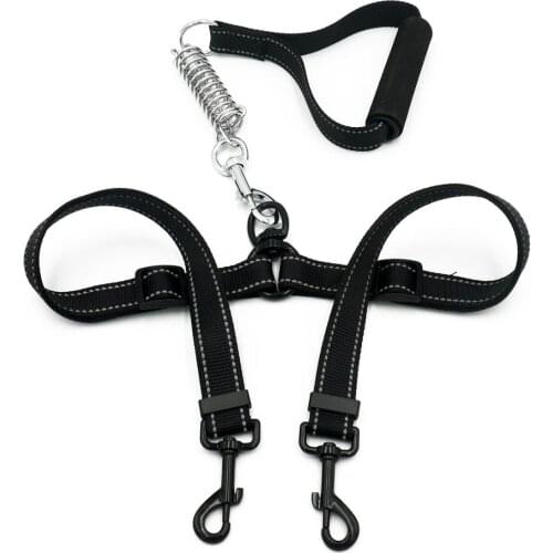 Dog Leash for Two Dogs No Tangle Double Dog Leash 360 Swivel Dual Dog Walking Training Lead Shock Absorbing Reflective Adjustabl