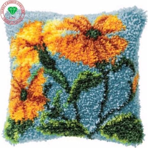 Flowers Needlework Pillowcase Latch hook rug kits cross stitch thread embroidery kit Carpet embroidery Pillowcase crochet hooks