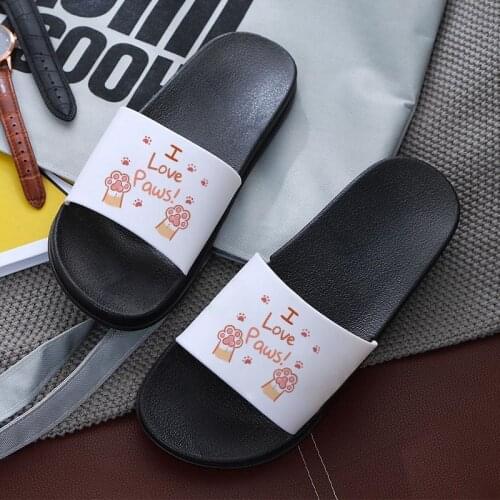 Dog Paw Love Herat Print Vouge Harajuku Tee Shoes for Women 2021 Outdoor Beach slides Open Toe Flip Flops