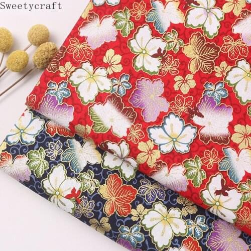 150x100cm Japanese Flora Bronzed Cotton Fabric By Meters tissus telas Tecido DIY Handmade Sewing Bag patchwork Accessories Cloth