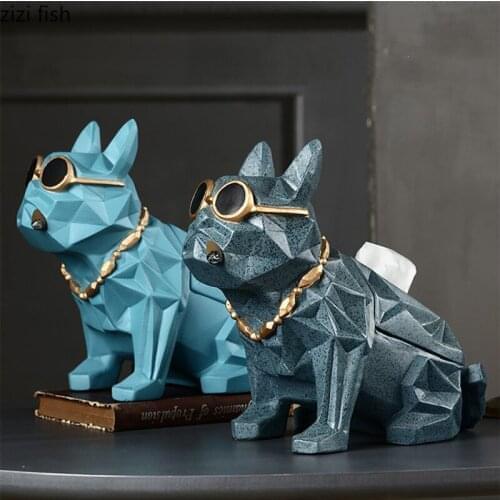 Home Decoration Dog Ornaments Paper Towel Tube Solid Color Dog Tissue Box Desktop Statue Tissue Storage Box Paper Towel Holder