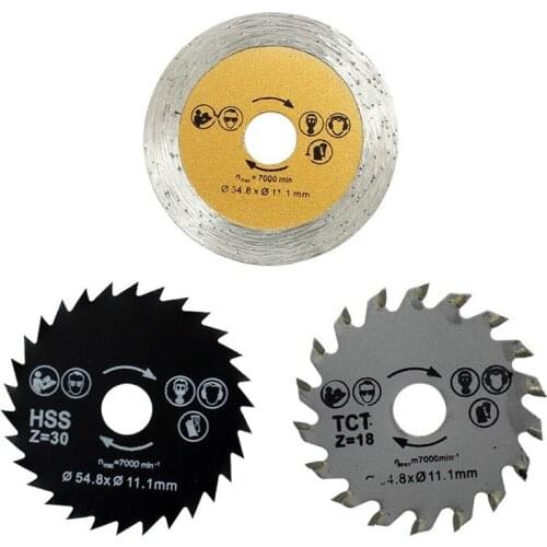 High Quality 3PC/Set Out diameter Wood Cutting Blade 54.8 mm Mini Circular Saw Blade tools Cutting Tool Wood Saw Blades