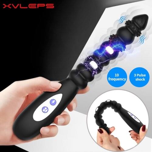 Xvleps Pulse shock Anal Beads Prostate Massager Butt Plug Anal Vibrator Sex Toys For Men Masturbator Vibrating Clit Stimalator