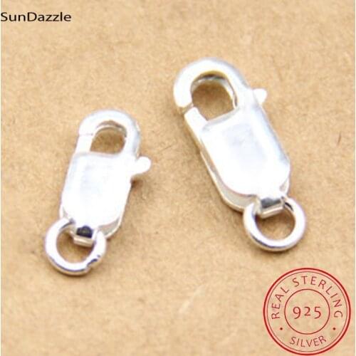 4pcs Genuine Real Solid 925 Sterling Silver Spring Lobster Clasps Hooks Claw Jewelry Making Findings Necklace Bracelet Buckle