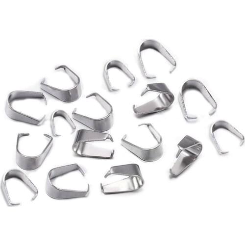 Stainless Steel Pendant Pinch Bail Clasps Necklace Hooks Clips Connector For DIY Jewelry Making Findings Accessories 50/100pcs