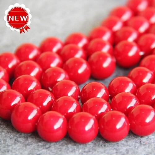 For Necklace&Bracelet 4 6 8 10 12 14mm Dark Red Shell Pearl Beads Gifts For Women Girl Loose Beads Jewelry Making Design 15inch