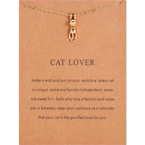 Fashion Jewelry Cute Cat Lover Necklace & Pendant For Women Gift For Women Alloy Cat Pendant Short Chain Necklace