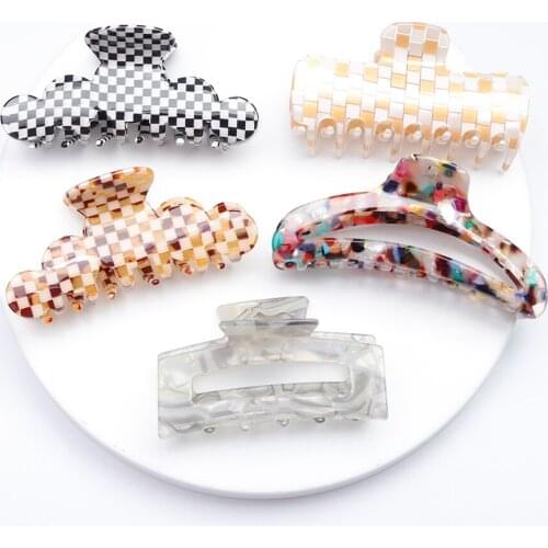 Retro Geometric Acetate Hairpin Large Hairpin Crab Clip Womens Leopard Print Hairpin Hair Accessories Plaid Hairpin