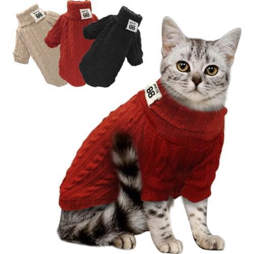 Winter Warm Cat Sweater Kitten Clothes Pet Clothes Sweaters Puppy Turtleneck Clothing Knitwear For Small Dogs Cat
