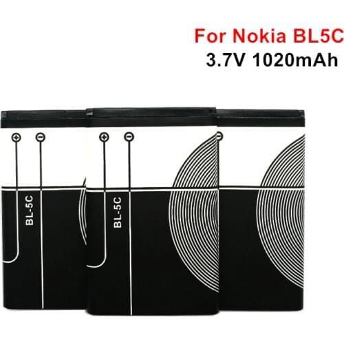 3PCS Lithium Li-Po 3.7V 1020mAh Battery BL-5C BL 5C For Nokia 6267 6270 6330 6555 6600 6620 6630 1100 1101 1110 1112 1208 1600