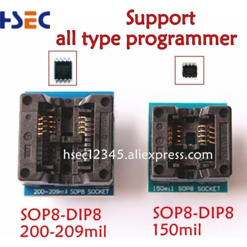 XGecu 2pcs sop8 to dip8 adapter sop8 150mil+200mil socket soic8 dip8 adapter for CH341A RT809F RT809H TL866II PLUS Programmer