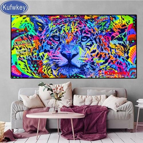 Abstract Street Graffiti Tiger 5d diy Diamond Painting cross stitch full square round diamond embroidery Mosaic Animal Funny Art