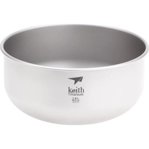 Keith 1.8L Titanium Big Bowl Large Soup Salad Bowls Hiking Travel Tableware Ti8701