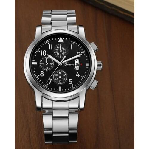 Geneva Men Watches Men Sports Watches Stainless Steel Calendar Quartz Wristwatches Montre Homme Horloge Heren Reloj Hombre 2020