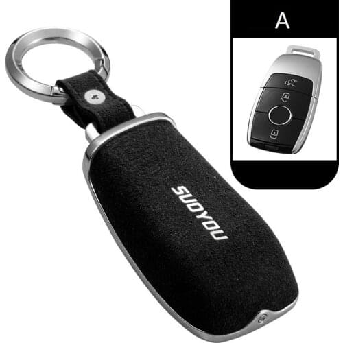 Car Key Case Cover Genuine Leather Galvanized Alloy For Mercedes Benz W203 W210 W211 W124 W202 W204 W205 AMG