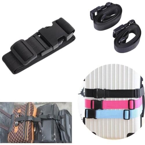 FIRECLUB 2pcs Black Luggage Packing Belt Adjustable Trolley Case Fixing Strap Travel Suitcase Protective Packing Belt