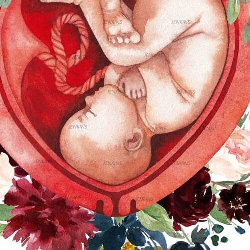 Floral Print Wall Art Pregnancy Watercolor Midwife Gift Gynecologist Doula Medical Education Poster Canvas Painting Wall Decor