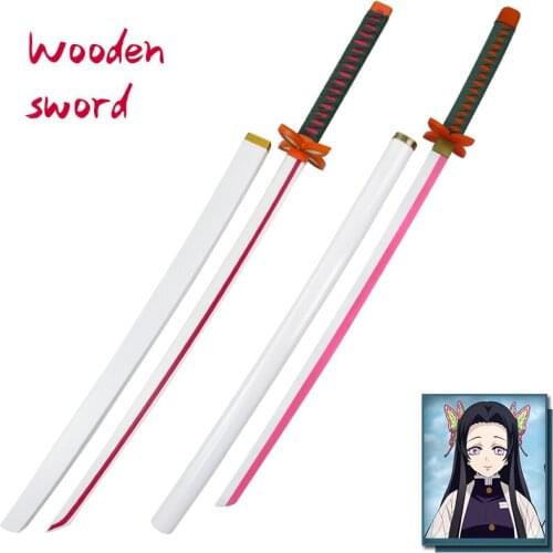 Wooden Sword Weapon Demon Slayer Kochou Kanae Cosplay Armed Samurai Sword Prop Wood Ninja Katana Butterfly Knife Toys For Teens